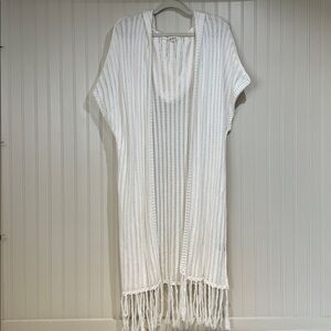 POL Women’s Crochet Fringe Duster Hoodie NWOT